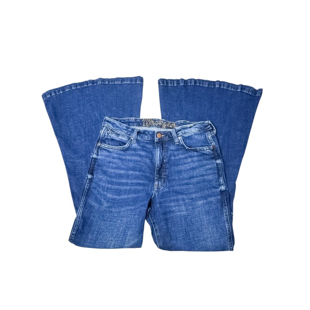 Wrangler Flare Jeans Men’s Dark Wash Retro Western Denim Size 31x32